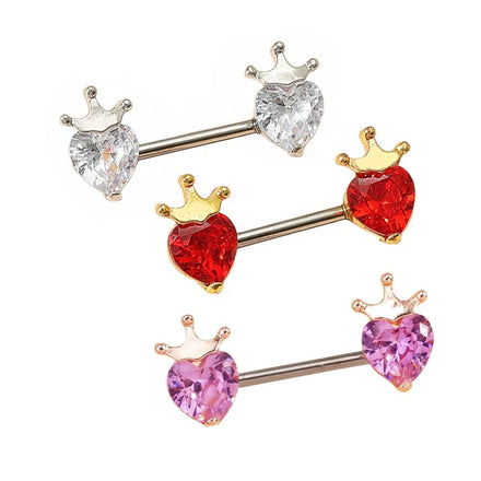 Stainless Steel Women Sexy Body Piecing Jewelry Cute Strawberry Nipple Barbell Heart Shaped Zircon Nipple Ring
