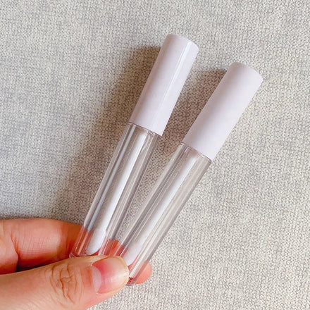LZ Pack Stock 100pcs Glossy Matte Top 3ml Lipgloss Tubes Private Label White Lip Gloss Tube With Wand