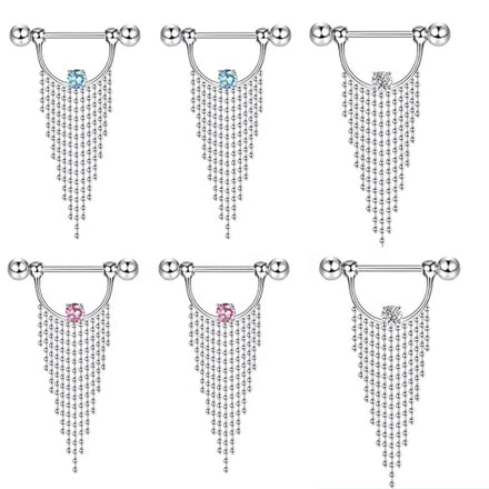 New Arrive Sexy Nipple Piercing Body Jewelry Stainless Steel Beads Tassels Nipple Ring for Hot Girls and Women