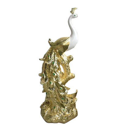 2023 Home Decoration Resin Peacock Statue Luxury Gold Sculpture 40cm Modern House Decor 40cm Peacock Figurine