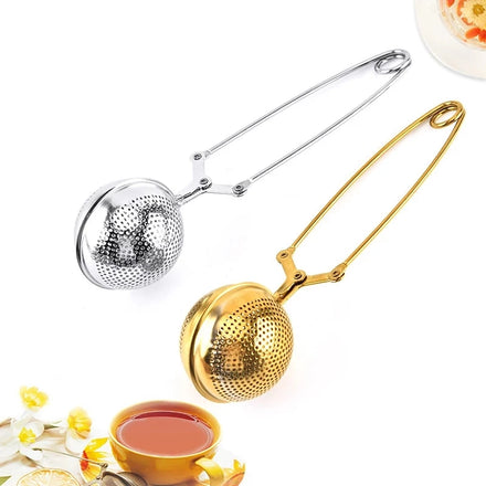 Stainless Steel Loose Leaf Tea Infuser Gold Sphere Mesh Tea Strainer with Handle Coffee Herb Spice Filter Tea Bags