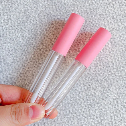 LZ Pack Stock 100pcs Round New Spray Pink Lipgloss Tubes Private Label Matte 3ml Lip Gloss Tubes With Wand