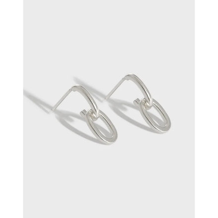 925 Sterling Silver Fashion Earrings Vintage Circle Stud Earrings Matte Chain Link Designer Earrings Women