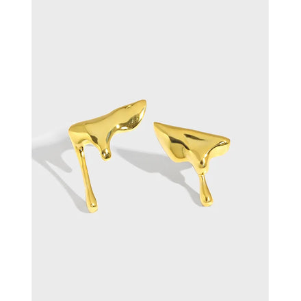Fashion 925 Sterling Silver Stud Earrings Irregular Glossy Designer Earrings Minimalist Irregular Earrings Women Girls