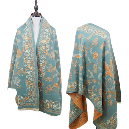 Source Factory Wholesale Classic Vintage Scarf Cashmere Shawl Ladies Fall Reversible Jacquard Paisley Pashmina Shawl