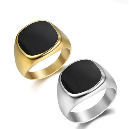 Enamel Rings Custom Stainless Steel Rings 18K Gold Plated Wedding Rings