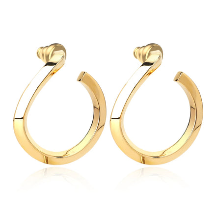 Gold Color Curved Shape Piercing Hoop Earring for Women Fashion Jewelry Necklace Chains for Weddings and Gift Giving