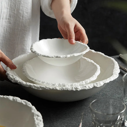 Japanese Style Korean Version Fruit Irregular Ceramic Salad Bowl Soup Dish Nordic Bowl for Restaurant Hotel