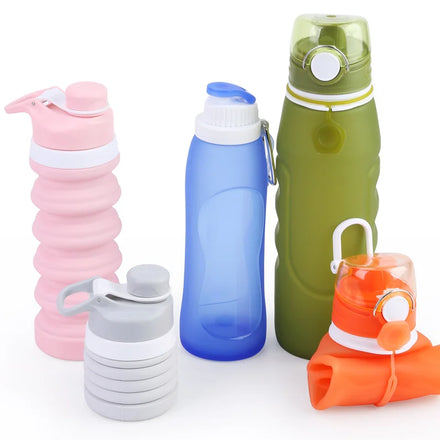 Custom Logo BPA Free Food Grade Silicone Sublimation Collapsible Clear Bicycle Gym Camping Sports 750ml Water Bottles