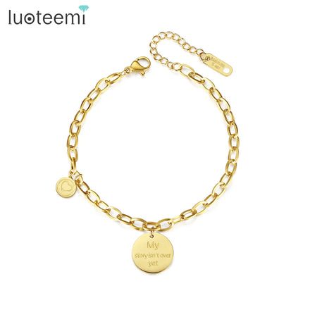 SP-LAM Chain Bohemian Metal Jewelry Woman Luxury Link Stainless Steel Girl Bracelet With Charm