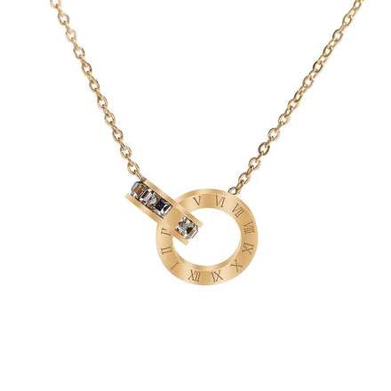 Fashion Top Brand Woman Jewelry Color Roman Numerals Pendant Necklace Ladies Stainless Steel Jewelry