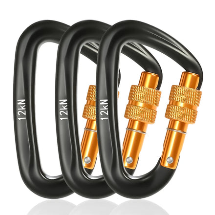 JRSGS 12KN Factory CE Aluminium Alloy Carabiner D-Ring Snap Hook Auto-lock Customized logo Hammock Hook S7801B