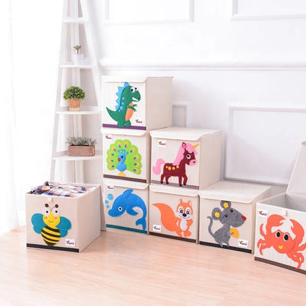 Large Cartoon Oxford Fabric Foldable Sundries Clothes Storage Organizer Kids Cube Toy Organizer Box Cube Cute Storage Toys