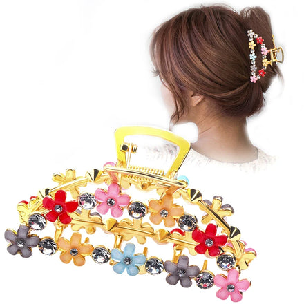Fashion Design Casual Hair Claw Women's Fancy Metal Crystal Hair Clip Accessory Sweet Flower Style