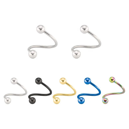Stainless Steel S Rod Labret Nose Earrings Lip Spiral Ring Body Piercing Jewelry Ring Ear Cartilage Helix Piercing Stud