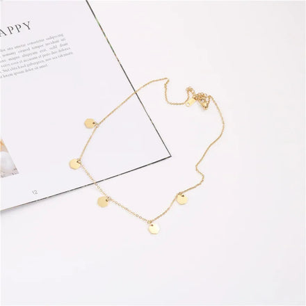 Fenny Wholesale 18K PVD Plated No Fade Elegant Hexagon Wafer Pave Pendant Stainless Steel Choke Chain Necklace for Women