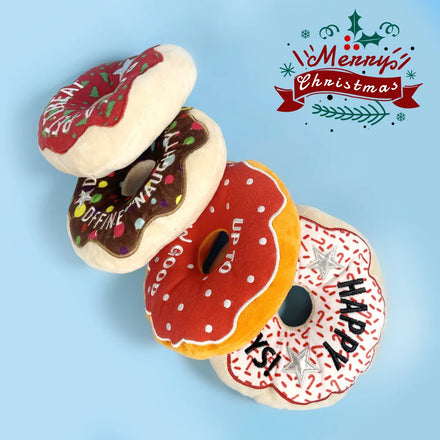 Christmas Donut Dog Toy High Quality Dog Christmas Toy Squeaky Plush Dog Toy