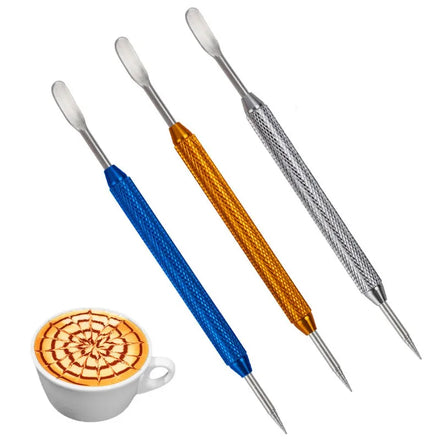 Stainless Steel Pull Flower Needle Coffee Tools Colorful Foam Art Cappuccino Latte Coffee Needle Stick Barista Decorating