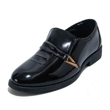 Mens Plus Size Patent Glossy Finish Leather Dress Shoes Slip-On Flat Design Mesh Business Casual Formal Wedding Wear Autumn