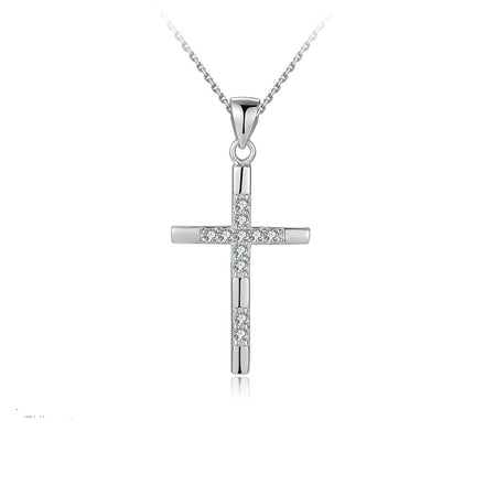 Minimalist Silver Jewellery Zircon Religious Cross Jewelry Charm 925 Sterling Silver Cross Pendant for Necklace