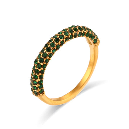 2023 New Arrival Simple Stackable Finger Ring Jewelry Light Luxury Stainless Steel Gold Half-ring Zircon Ring for Women Men