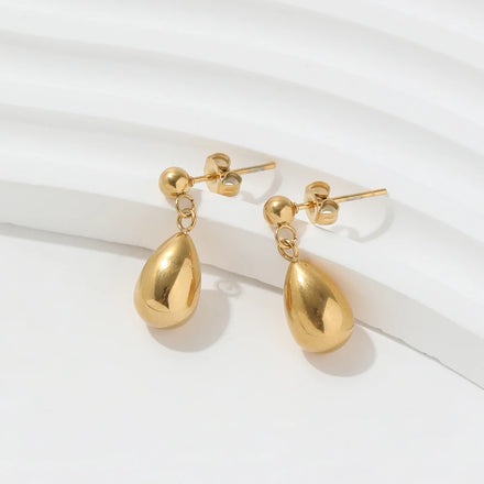 Fenny 18K PVD Plated Wholesale Creative Versatile Cute Waterdrop Dangle Pendant Stainless Steel Hoop Earring for Women
