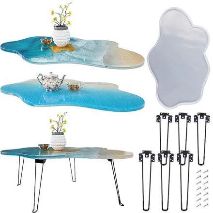 YS 60cm Table Mold Crystal Epoxy Resin Mold DIY Homemade Oversized Irregular River Table Ornaments River Table Silicone Mold