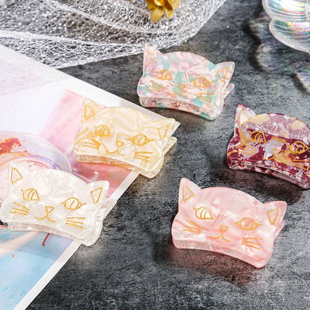 New Arrival Eco-Friendly Cat Shape Hair Claw Clip Cute Fashion Hair Accessories Made of Metal Plastic and Acetate