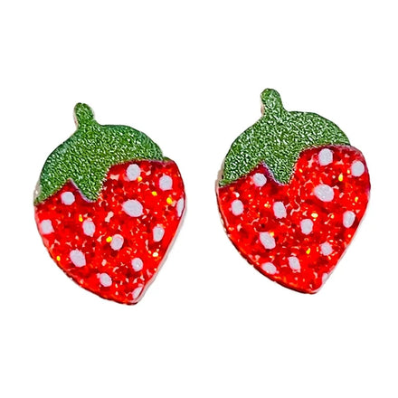 Valentine Day 2024 Romantic Love Sequin Temperament Angel Cup Cute Strawberry Penguin New Year Party Acrylic Earrings