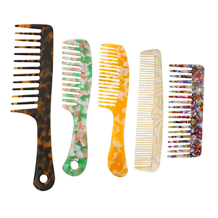 JUNYI Barber Custom Logo Straight Barber Styling Comb Hot Wide Tooth Hair Brush and Ultra-thin Acetate Combs for Woman