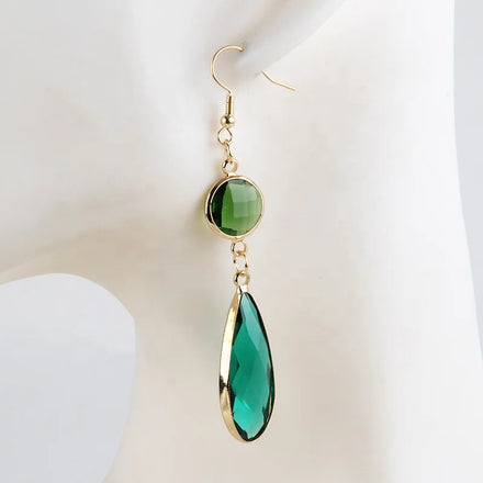 Fashion Delicate Wedding Party Gifts Trend Women Jewelry Zinc Alloy Earrings Round Crystal Connect Drop Earring