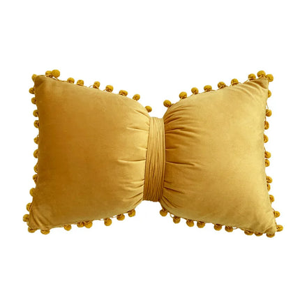 New Design Bowknot Soft Velvet Solid Plain Cushion Cover Living Room Bedroom Hotel Car Cushion Cover