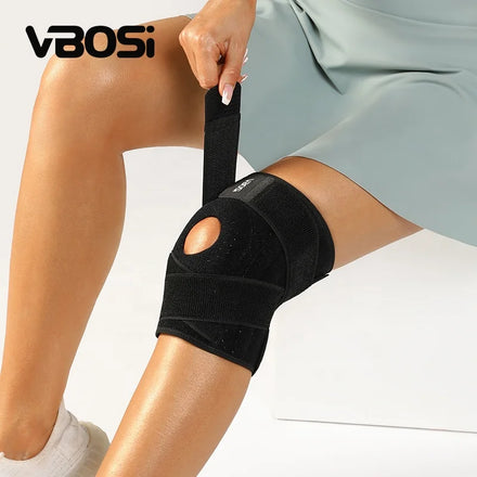 VBOSI Custom Logo Knee Brace with Double Straps Silicone Gel Pad and Side Stabilizers for Injury Recovery Knee Support