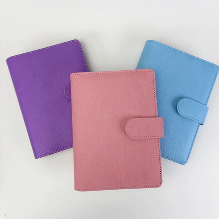 Best Selling New 7 Colored Embossed Pebble Faux Leather 6 Gold Ring Planner Cover Large A6 Budget Binder As Cash Binder Wallets