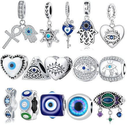 Fashion 925 Sterling Silver Creative Colorful Demon Eyes Charms Lucky Hand Beads Fit DIY Bracelet for Women Fine Jewelry Pendant