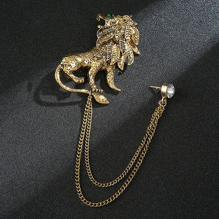 New Deer Goat Horse Animal Chain Lapel Pin Men Gold Lapel Pin Enamel Lions Club Badge Metal As a Gift for Men