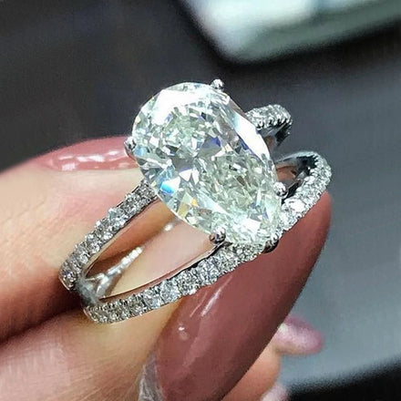 CAOSHI Luxury Fashion Diamond Finger Bridal Jewelry Big Stone 3A Cubic Zirconia Silver Plated Ring Pear Engagement Rings