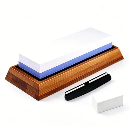 ASMZL Professional Eco-Friendly Damascus Kitchen Knife Sharpener with Bamboo Holder 1000# 6000# Whetstone Honing Stone