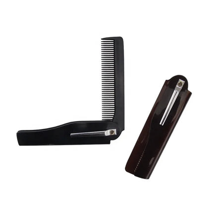 Wholesale Private Label Portable Black Plastic Folding Comb Pocket Folding Beard Comb for Men