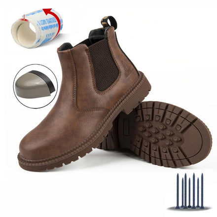Custom Men's Steel Toe Safety Boots Leather Microfiber Upper Anti-Slip Mid Cut Winter Casual Shoes Shandong