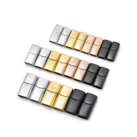 12x6mm Stainless Steel Magnetic Metal Clasp Braided Leather Rope Bracelet Connection Buckle Magnetic Clasps for Jewelry Making