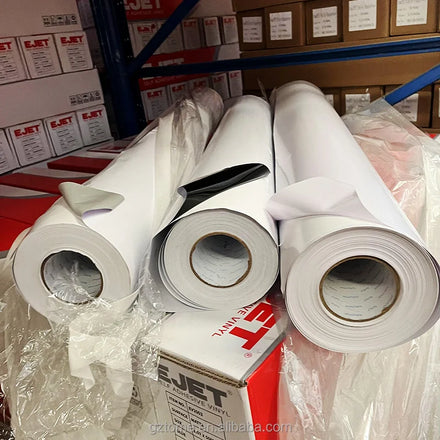 Material EJET/OLFA/NIO 140g/120g Self Adhesive Sticker Vinyl High Glossy White Color Size 1.07/1.27/1.37/1.52*50m