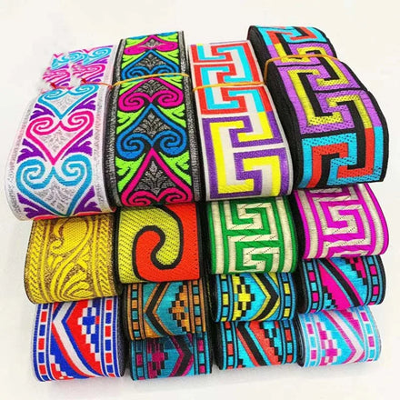 4cm Geometric Patterns Jacquard Ethnic Webbing Lace Ribbon Embroidery Clothes Bag Decorative Handmade Material Costume Trimming