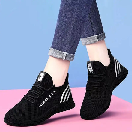 Women's New Style Flying Woven Breathable Sports Shoes Soft-soled Comfortable Casual Sneakers