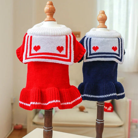 Comfortable Soft Puppy Sweater Dogs Clothes Woolen Skirt Autumn Pet Winter Clothes Hearts Dog Sweatershirt