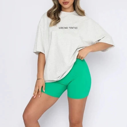 Hot Selling t Shirt and Shorts Ladies Custom Biker Outfits Clothing Women's T-Shirts Sport 2 Piece Women Shorts Set