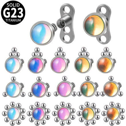 G23 Titanium Flash Film Epoxy Glitter Dermal Anchor Skin Diver Implants Retainers Hide It Piercing Jewelry Wedding Women's Gift