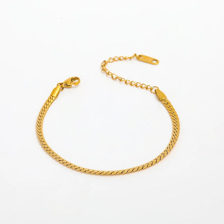 Fenny 18K PVD Plated Wholesale Waterproof Versatile Simple Herringbone Chain Stainless Steel Jewelry Bracelet for Women