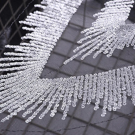 New Polyester Sequin Collar Floral Lace Embroidery Applique for Wedding Dress Decoration