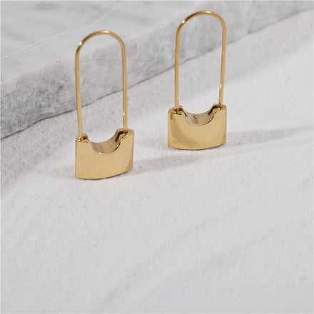 Fenny 18K PVD Plated Wholesale Non Tarnish Creative Solid Permanent Padlock Stainless Steel Hoop Earring for Women